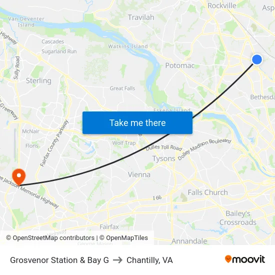 Grosvenor Station  & Bay G to Chantilly, VA map