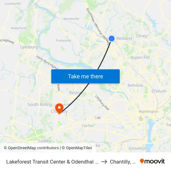 Lakeforest Transit Center  & Odendhal Ave to Chantilly, VA map