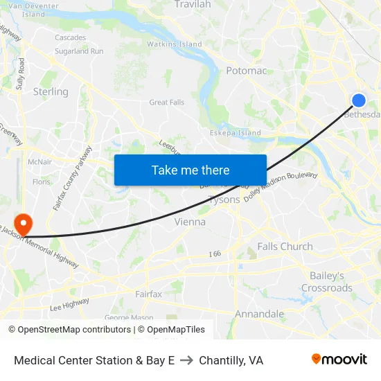 Medical Center Station  & Bay E to Chantilly, VA map