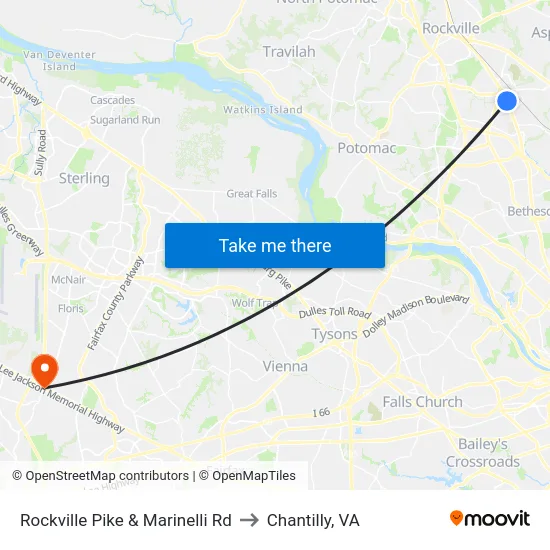Rockville Pike & Marinelli Rd to Chantilly, VA map