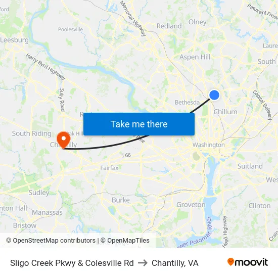 Sligo Creek Pkwy & Colesville Rd to Chantilly, VA map