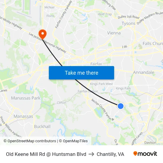 Old Keene Mill Rd @ Huntsman Blvd to Chantilly, VA map