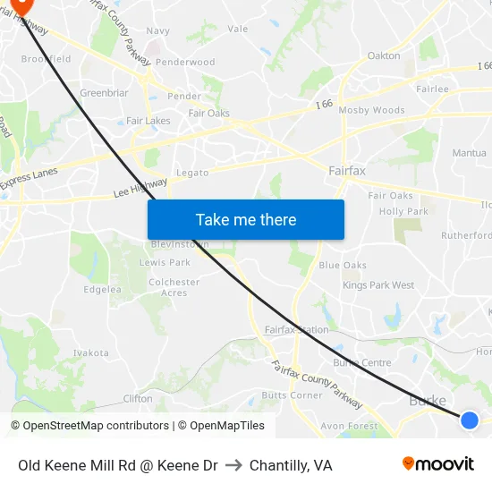 Old Keene Mill Rd @ Keene Dr to Chantilly, VA map
