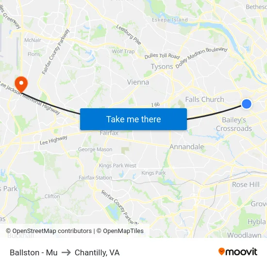 Ballston - Mu to Chantilly, VA map