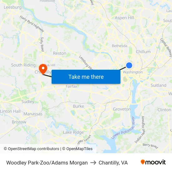Woodley Park-Zoo/Adams  Morgan to Chantilly, VA map