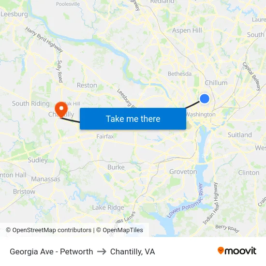 Georgia Ave - Petworth to Chantilly, VA map