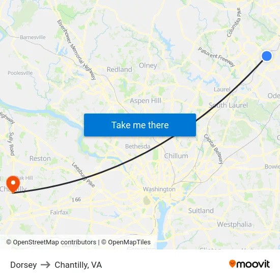 Dorsey to Chantilly, VA map