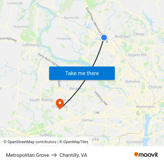 Metropolitan Grove to Chantilly, VA map