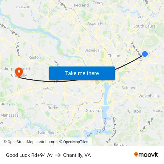 Good Luck Rd+94 Av to Chantilly, VA map