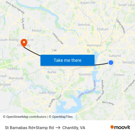 St Barnabas Rd+Stamp Rd to Chantilly, VA map