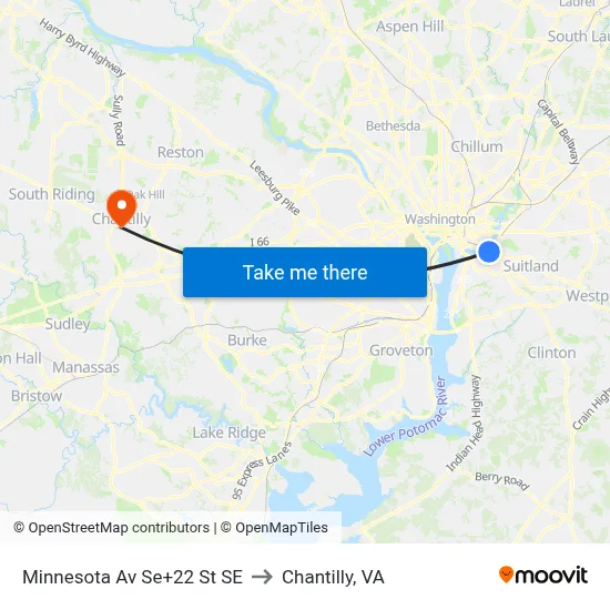 Minnesota Av Se+22 St SE to Chantilly, VA map