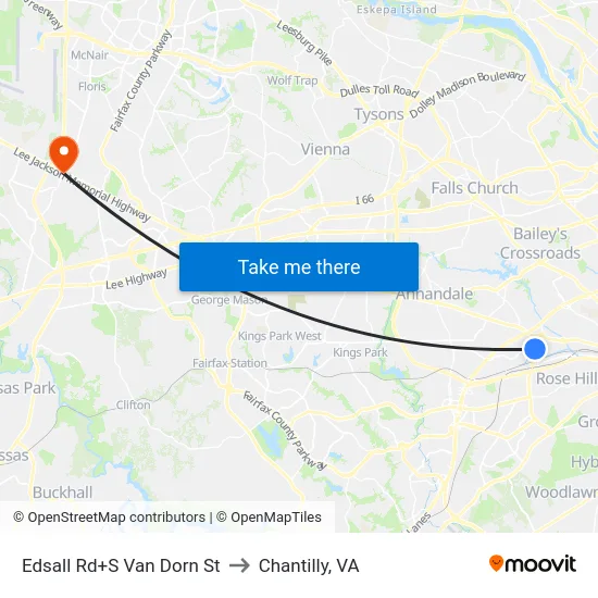 Edsall Rd+S Van Dorn St to Chantilly, VA map