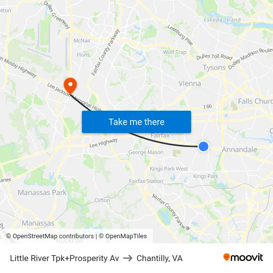 Little River Tpk+Prosperity Av to Chantilly, VA map