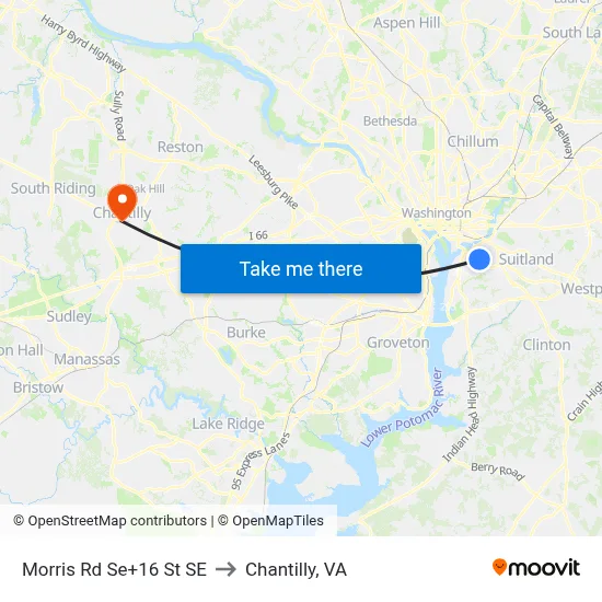 Morris Rd Se+16 St SE to Chantilly, VA map