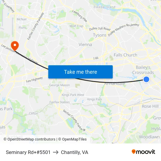 Seminary Rd+#5501 to Chantilly, VA map