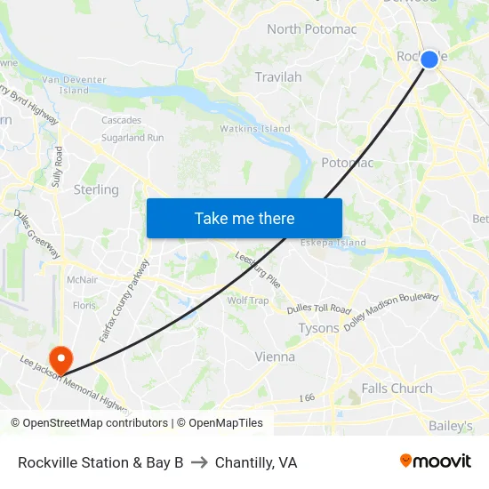 Rockville Station  & Bay B to Chantilly, VA map