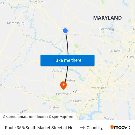 Route 355/South Market Street at Noland to Chantilly, VA map