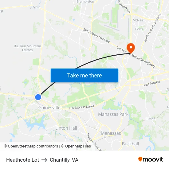 Heathcote Lot to Chantilly, VA map