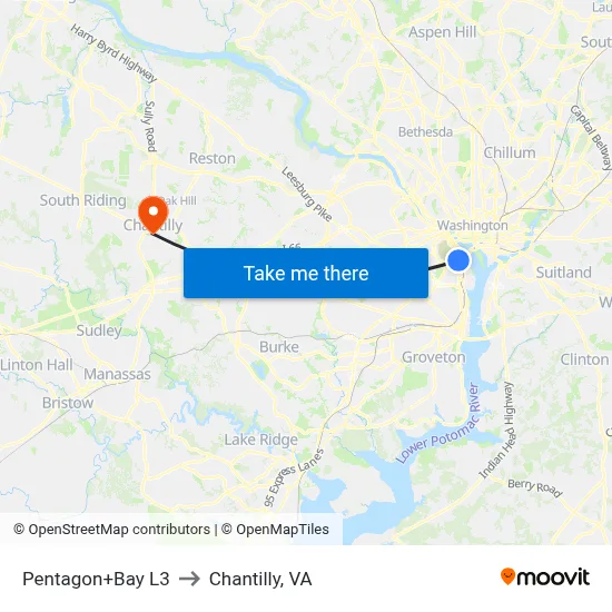 Pentagon+Bay L3 to Chantilly, VA map