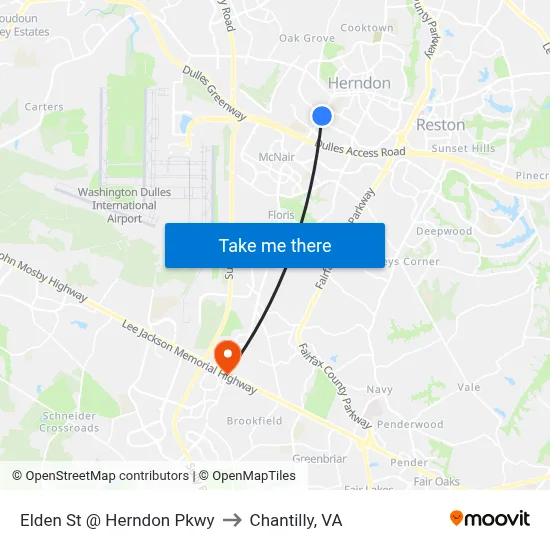 Elden St @ Herndon Pkwy to Chantilly, VA map