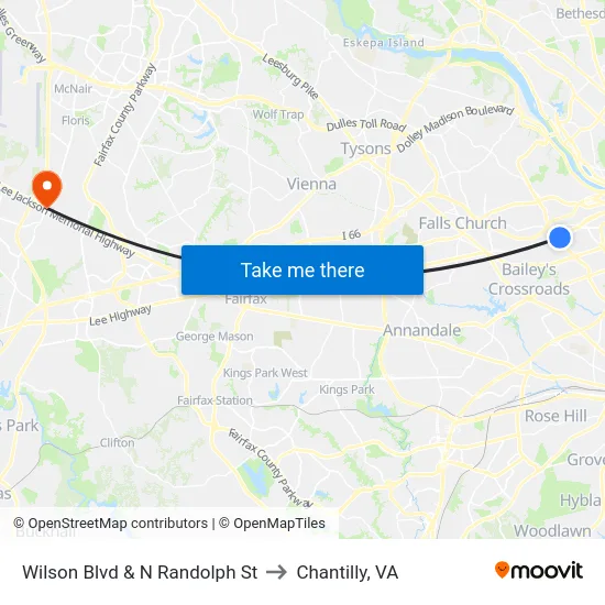 Wilson Blvd & N Randolph St to Chantilly, VA map