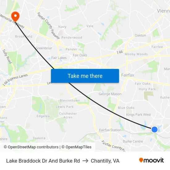 Lake Braddock Dr And Burke Rd to Chantilly, VA map