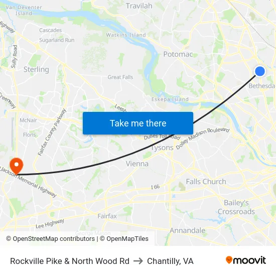 Rockville Pike & North Wood Rd to Chantilly, VA map
