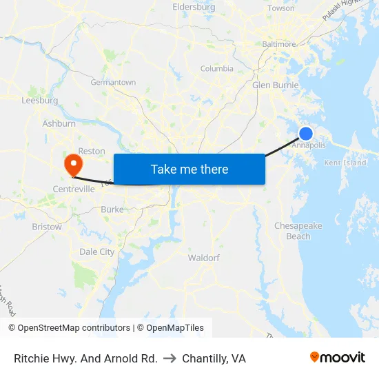 Ritchie Hwy. And Arnold Rd. to Chantilly, VA map