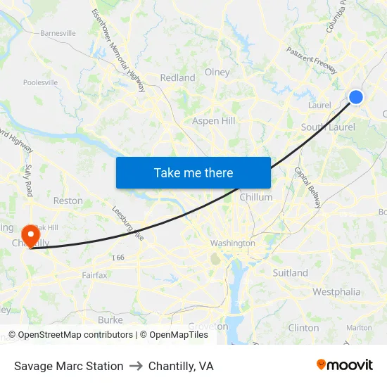 Savage Marc Station to Chantilly, VA map
