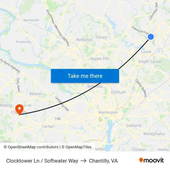 Clocktower Ln / Softwater Way to Chantilly, VA map