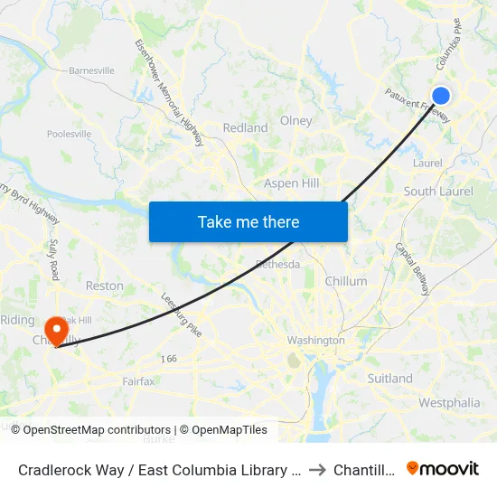 Cradlerock Way / East Columbia Library (Westbound) to Chantilly, VA map
