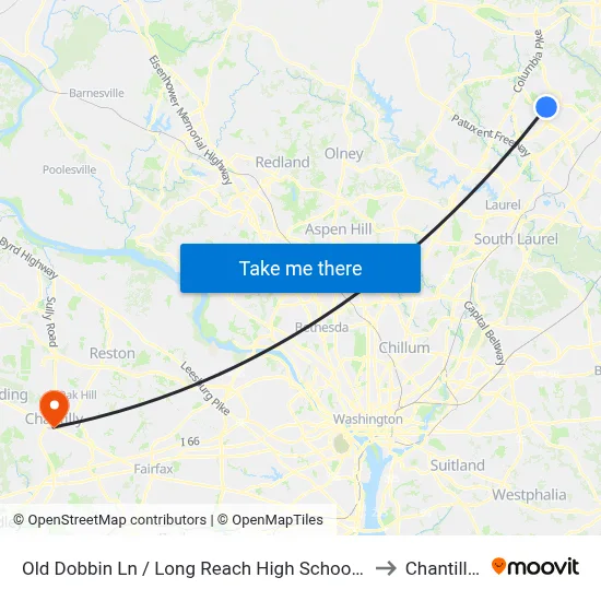 Old Dobbin Ln / Long Reach High School (Northbound) to Chantilly, VA map