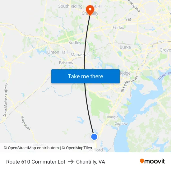 Route 610 Commuter Lot to Chantilly, VA map