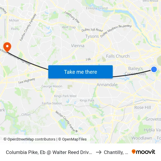 Columbia Pike, Eb @ Walter Reed Drive, FS to Chantilly, VA map