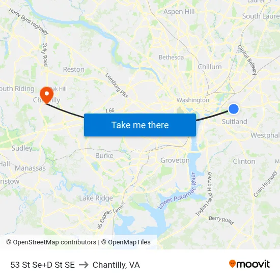 53 St Se+D St SE to Chantilly, VA map