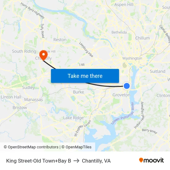 King Street-Old Town+Bay B to Chantilly, VA map