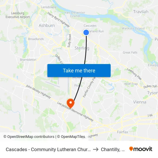 Cascades - Community Lutheran Church to Chantilly, VA map