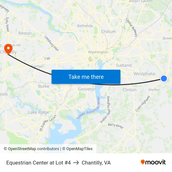 Equestrian Center at Lot #4 to Chantilly, VA map
