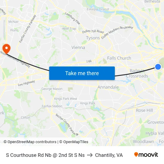 S Courthouse Rd Nb @ 2nd St S Ns to Chantilly, VA map