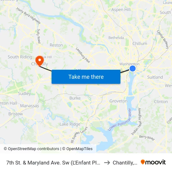 7th St. & Maryland Ave. Sw (L'Enfant Plaza) Nb to Chantilly, VA map