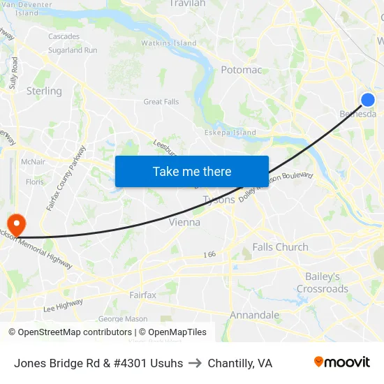 Jones Bridge Rd & #4301 Usuhs to Chantilly, VA map