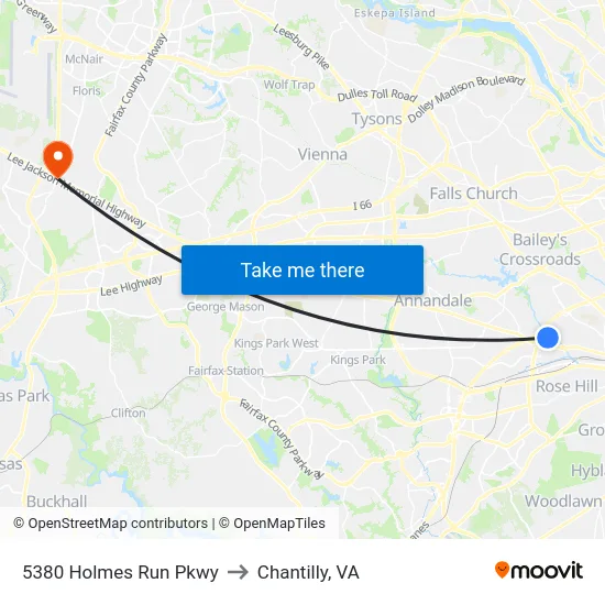 5380 Holmes Run Pkwy to Chantilly, VA map