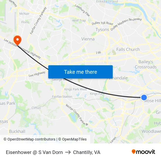 Eisenhower @ S Van Dorn to Chantilly, VA map