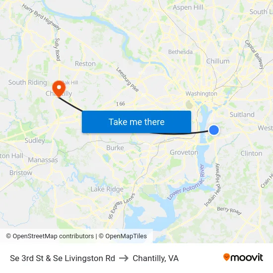 Se 3rd St & Se Livingston Rd to Chantilly, VA map