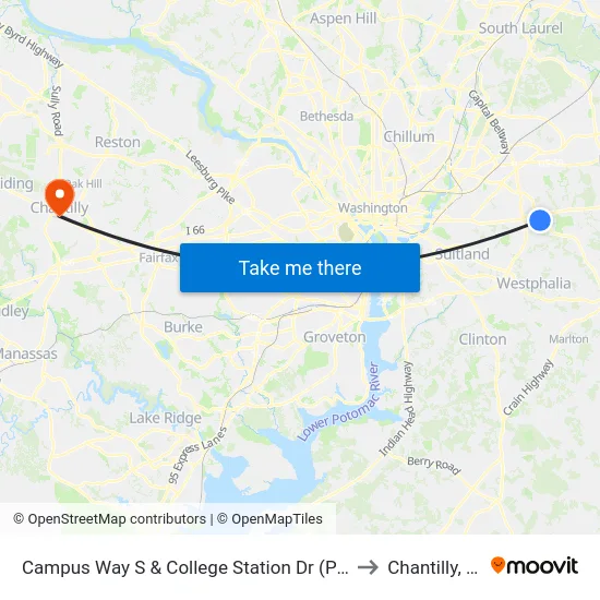 Campus Way S & College Station Dr (Pgcc) to Chantilly, VA map