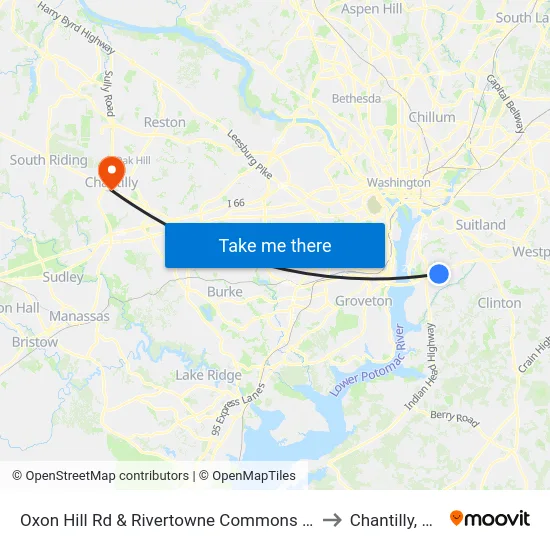 Oxon Hill Rd & Rivertowne Commons M to Chantilly, VA map