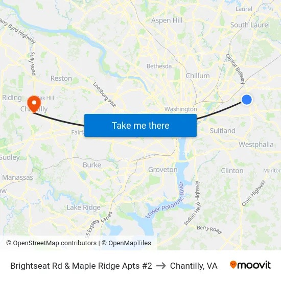 Brightseat Rd & Maple Ridge Apts #2 to Chantilly, VA map