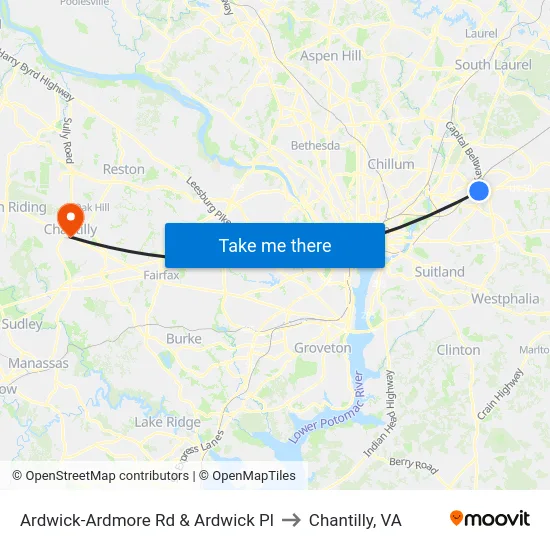Ardwick-Ardmore Rd & Ardwick Pl to Chantilly, VA map