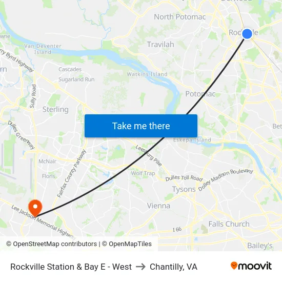 Rockville Station & Bay E - West to Chantilly, VA map