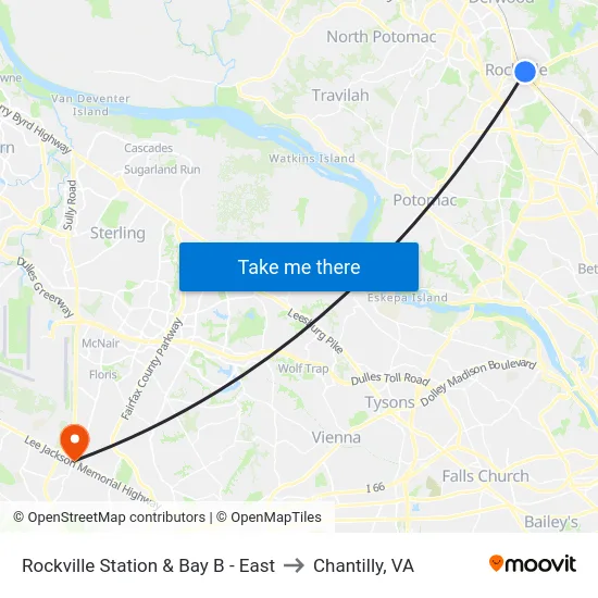 Rockville Station & Bay B - East to Chantilly, VA map